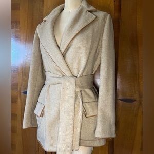 Vintage Kasper for J.L. Sport Limited Wool Herringbone Coat